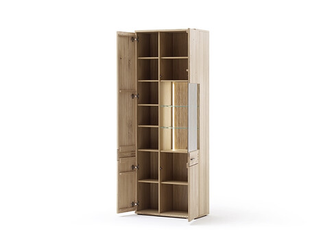 Vitriinkapp SALVADOR tamm Bianco, 75x37xH208 cm, LED
