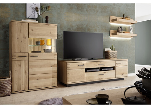 Kummut SALVADOR tamm Bianco, 90x37xH136 cm, LED