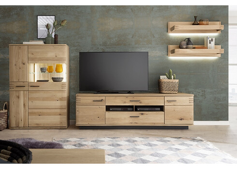 Kummut SALVADOR tamm Bianco, 90x37xH136 cm, LED