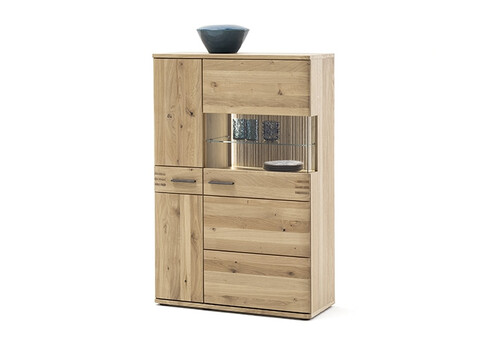 Kummut SALVADOR tamm Bianco, 90x37xH136 cm, LED