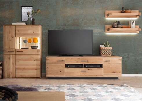 Seinariiulite komplekt SALVADOR tamm Bianco, 90x25xH20 cm, LED