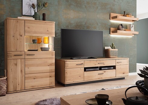 Seinariiulite komplekt SALVADOR tamm Bianco, 90x25xH20 cm, LED