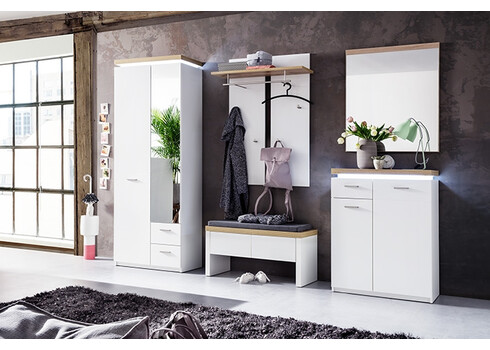 Esikumööbli komplekt CALI mattvalge / tamm, LED