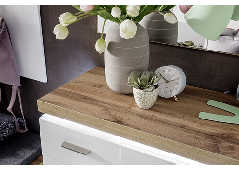 Esikumööbli komplekt CALI mattvalge / tamm, LED