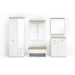 Esikumööbli komplekt CALI mattvalge / tamm, LED