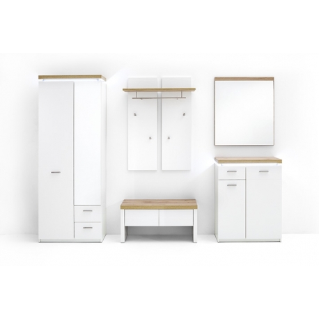 Esikumööbli komplekt CALI mattvalge / tamm, LED