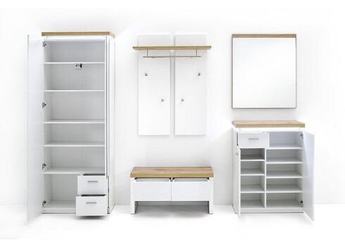 Esikumööbli komplekt CALI mattvalge / tamm, LED