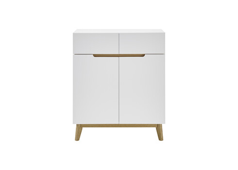 Kummut CERVO mattvalge / tamm, 85x40xH101 cm