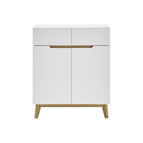 Kummut CERVO mattvalge / tamm, 85x40xH101 cm