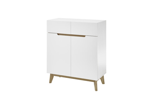 Kummut CERVO mattvalge / tamm, 85x40xH101 cm