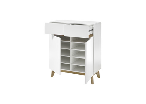 Kummut CERVO mattvalge / tamm, 85x40xH101 cm