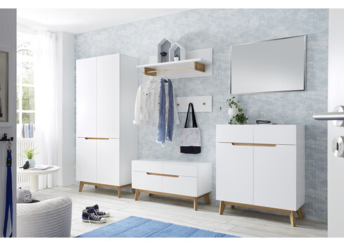 Kummut CERVO mattvalge / tamm, 85x40xH101 cm