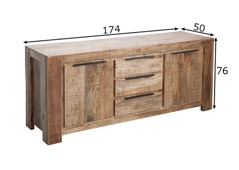 Kummut IRON CRAFT mango, 175x50xH76 cm