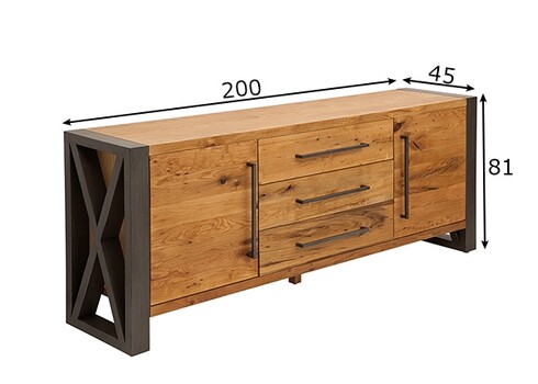 Kummut THOR metsik tamm, 200x45xH81 cm