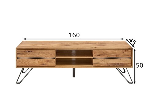 Tv-alus LIVING EDGE metsik tamm, 160x45xH50 cm