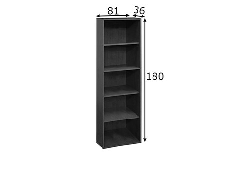Riiul MISTER OFFICE grafiithall, 81x36xH180 cm