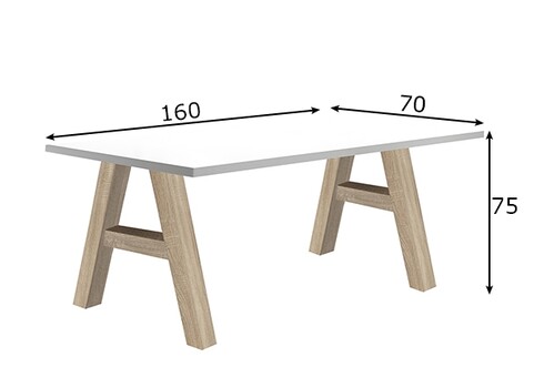 Kirjutuslaud MISTER OFFICE A mattvalge, 160x70xH75 cm