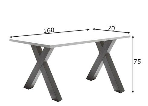 Kirjutuslaud MISTER OFFICE X mattvalge, 160x70xH75 cm