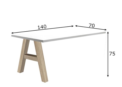 Kinnitatav kirjutuslaud MISTER OFFICE A mattvalge, 140x70xH75 cm