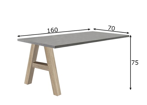 Kinnitatav kirjutuslaud MISTER OFFICE A grafiithall, 160x70xH75 cm