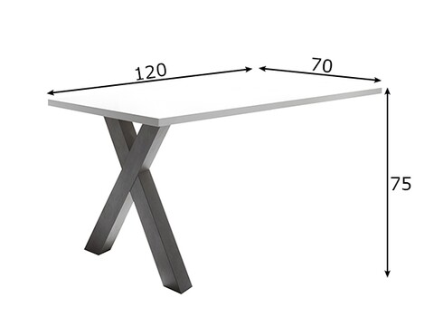 Kinnitatav kirjutuslaud MISTER OFFICE X mattvalge, 120x70xH75 cm