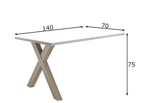 Kinnitatav kirjutuslaud MISTER OFFICE X mattvalge, 140x70xH75 cm
