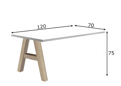 Kinnitatav kirjutuslaud MISTER OFFICE A mattvalge, 120x70xH75 cm