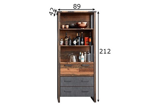 Raamaturiiul PRIME pruun, 89x42xH212 cm