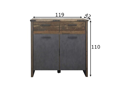 Kummut PRIME pruun, 119x42xH110 cm