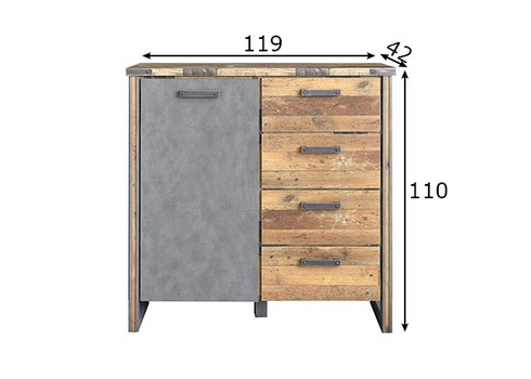 Kummut PRIME pruun, 119x42xH110 cm