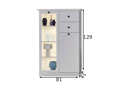 Vitriinkapp BAXTER valge, 81x41xH129 cm LED