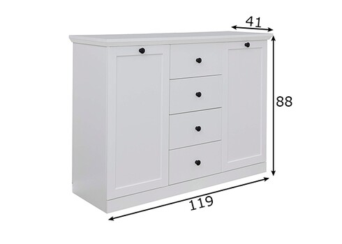 Kummut BAXTER valge, 119x41xH88 cm