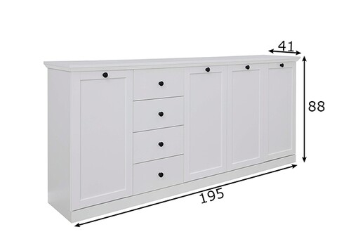 Kummut BAXTER valge, 195x41xH88 cm