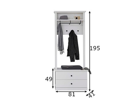 Esikumööbli komplekt BAXTER valge, 81x41xH200 cm