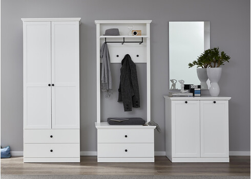 Esikumööbli komplekt BAXTER valge, 273x41xH196 cm