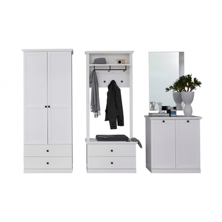 Esikumööbli komplekt BAXTER valge, 273x41xH196 cm