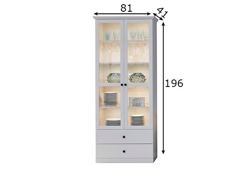 Vitriinkapp BAXTER valge, 81x41xH196 cm