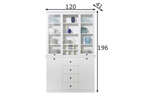 Vitriinkapp BAXTER valge, 120x41xH194 cm LED