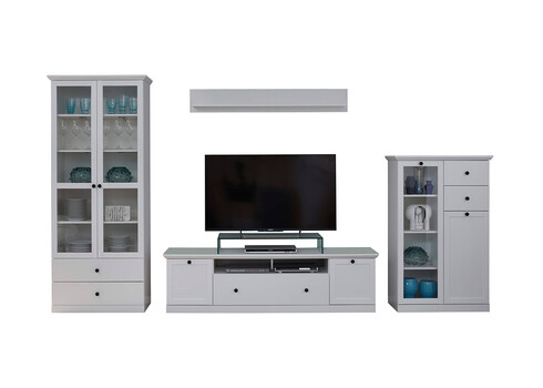 Elutoamööbli komplekt BAXTER valge, 369x41xH196 cm LED