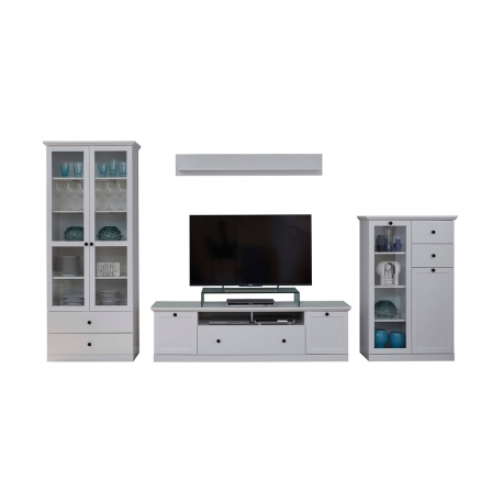 Elutoamööbli komplekt BAXTER valge, 369x41xH196 cm LED