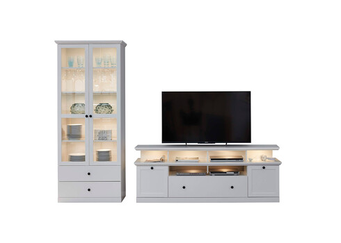 Elutoamööbli komplekt BAXTER valge, 273x41xH196 cm LED