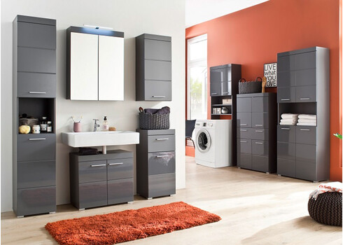 Vannitoakapp AMANDA hall kõrgläige / hall, 37x31xH190 cm