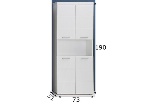 Vannitoakapp AMANDA valge kõrgläige / valge, 73x31xH190 cm