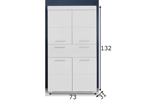 Vannitoakapp AMANDA valge kõrgläige / valge, 73x31xH132 cm