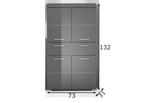 Vannitoakapp AMANDA hall kõrgläige / hall, 73x31xH132 cm