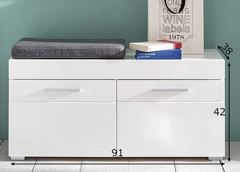 Jalatsikapp AMANDA valge läige / valge, 91x38xH42 cm