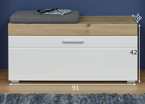Jalatsikapp AMANDA valge läige / tamm, 91x38xH42 cm