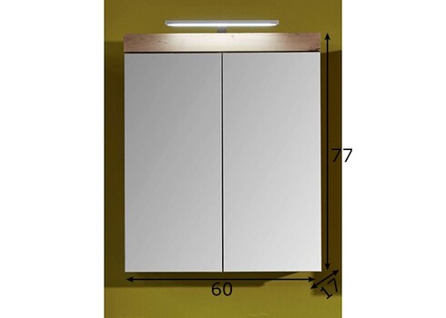 Peegelkapp AMANDA tamm, 60x17xH77 cm LED