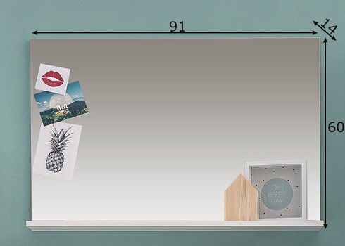 Peegel AMANDA valge, 91x14xH60 cm