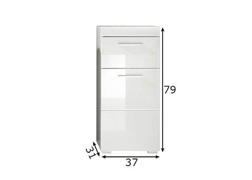 Vannitoakapp AMANDA valge kõrgläige / valge, 37x31xH79 cm